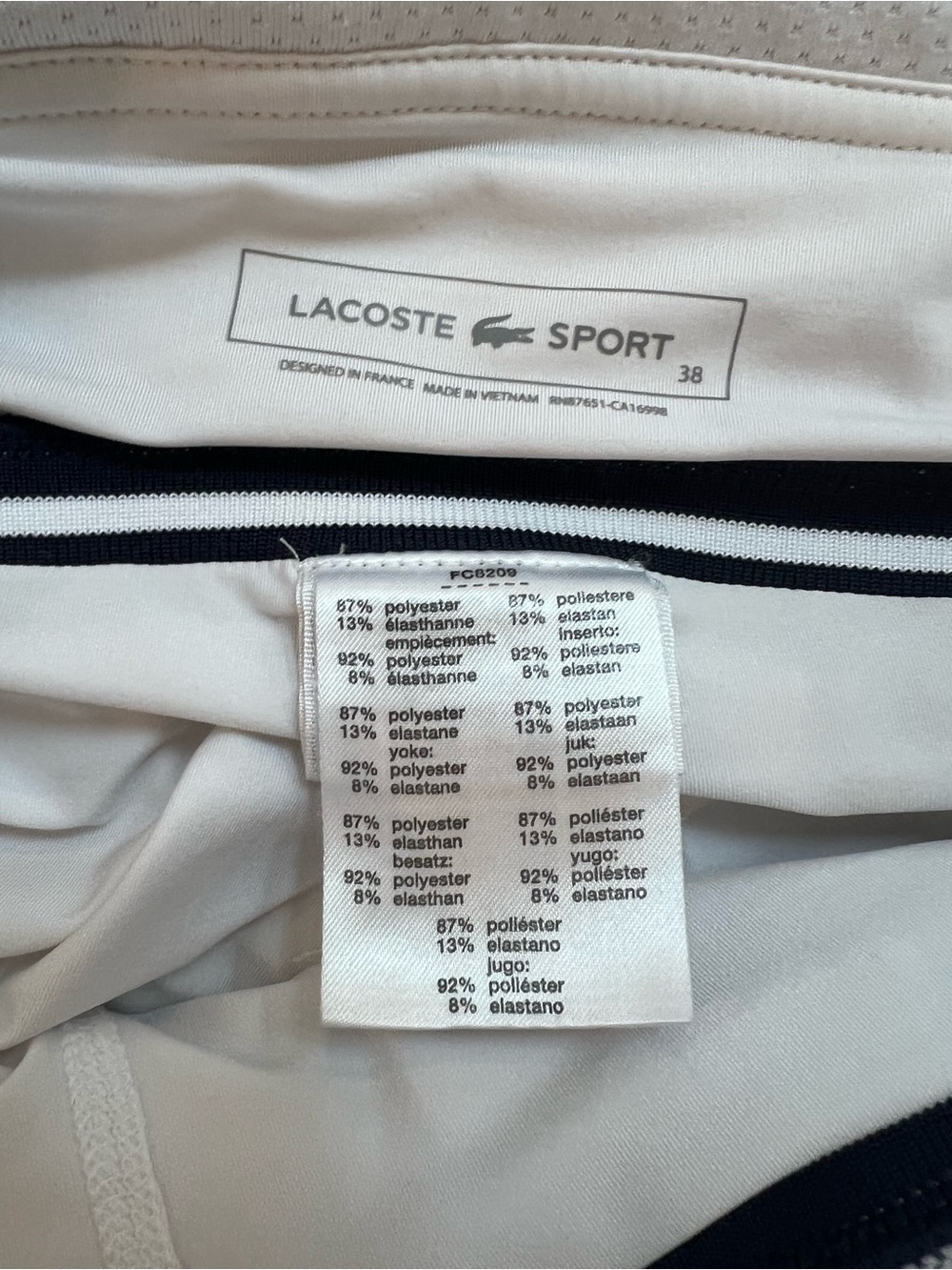 Lacoste White Womens’ Tennis Skirt and Top Set with Black Trim - Picture 3 of 5